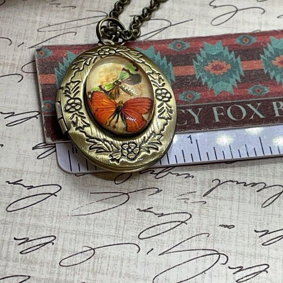 Bronze Easter Dragonfly Butterfly Mother’s Day Locket Necklace Pendant Wedding - Picture 15 of 15